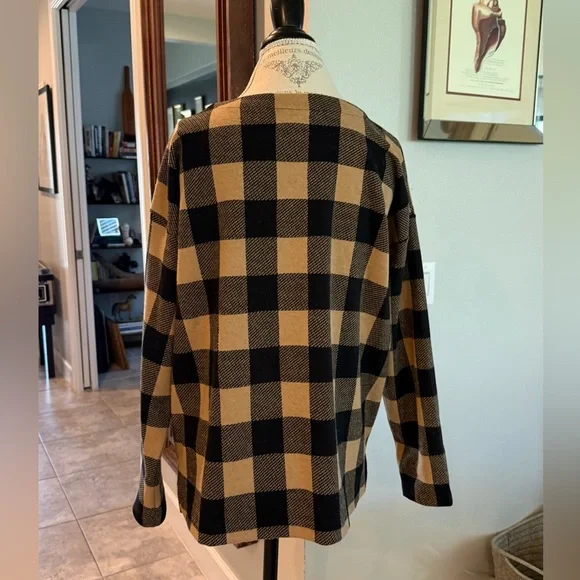 JJill Plaid Black and Tan Women's Sz L - Picture 3 of 6